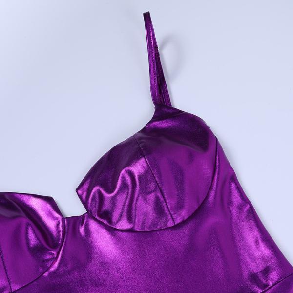 Gloss Fabric Low Cut Slit Womens Party Maxi Dresses