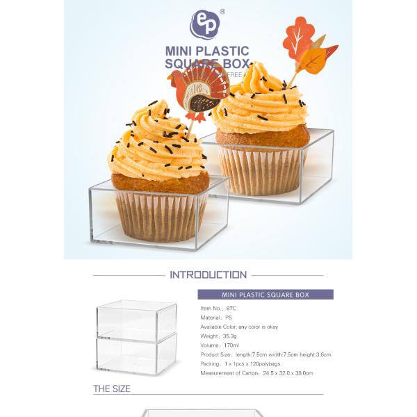 Custom transparent square food storage box clear mini plastic candy box