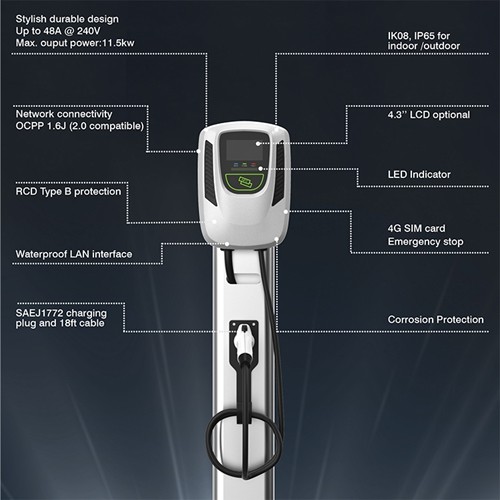 32A 400VAC MID 22KW Electric Vehicle Charging Station