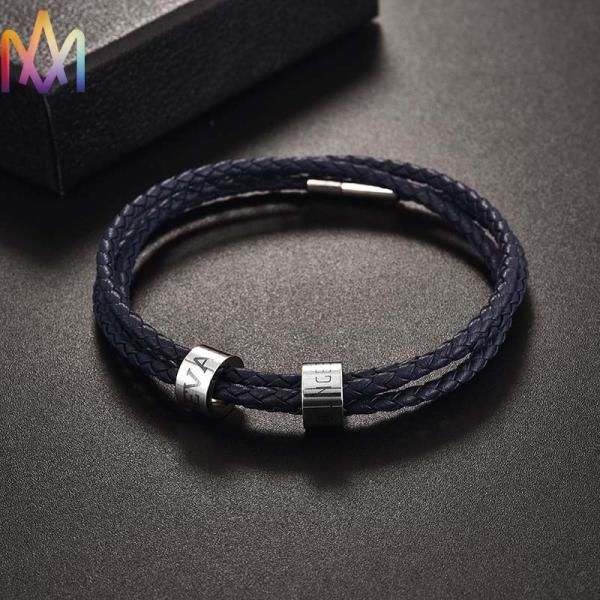 fadeless 19cm 21cm Mens Leather Beaded Bracelets