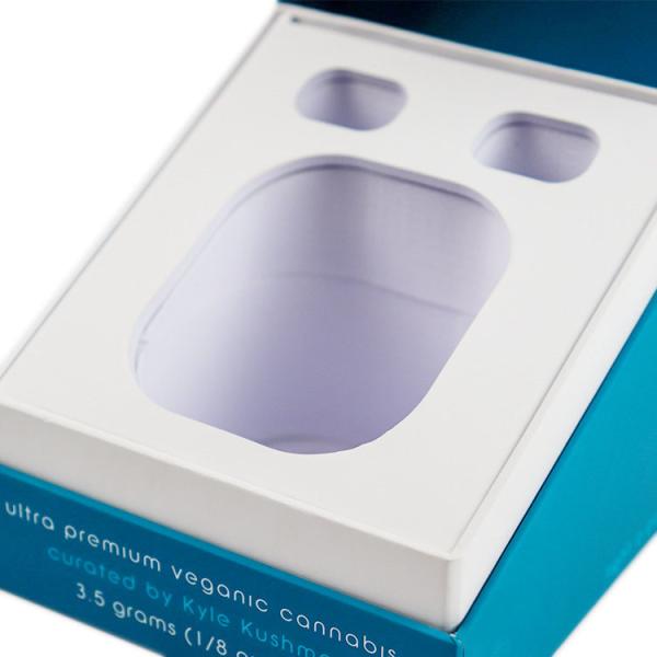 Blue Rigid Custom Luxury Candle Boxes Flaps Clourse Cardboard Insert