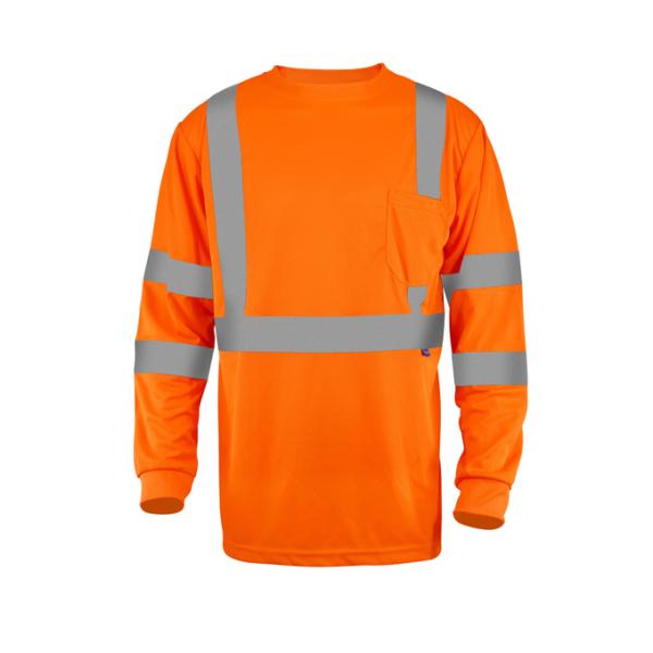 Fluorescent Orange Road Safety Products Safety Hi Vis Long Sleeve Shirts