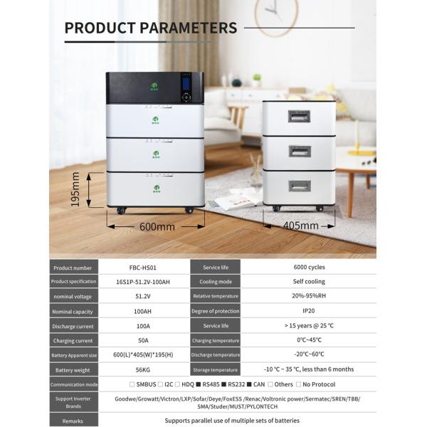 Stacked 51.2v All In One Solar System Off Grid 5kw 48v 100ah Lifepo4 Battery