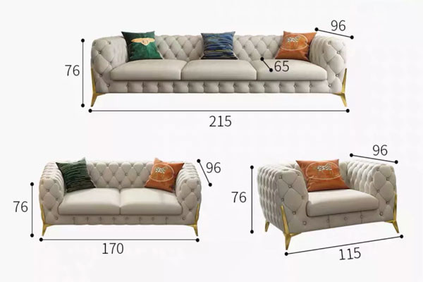 Luxury Blue Leather Sofa Set Living Room Furniture Durable Eco Friendly