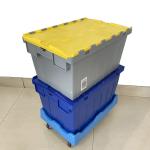 550x370x320mm Folding Stackable Crate Moving Plastic With Attached Lid Container