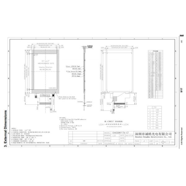 4.3inch GT911 PCAP LCD Touch Screen Module With Capacitive Panel