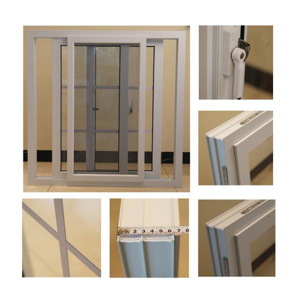 Double Sliding Mesh Flush Sash UPVC Windows Clear Tempered Glass