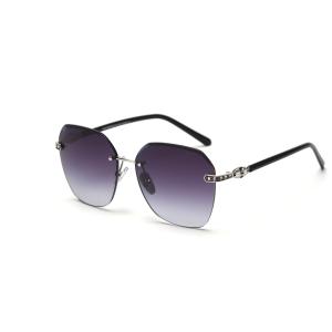 Quality Gradient Shades Rimless Mirror Sunglasses UV 400 Protection Crystal Decoration for sale