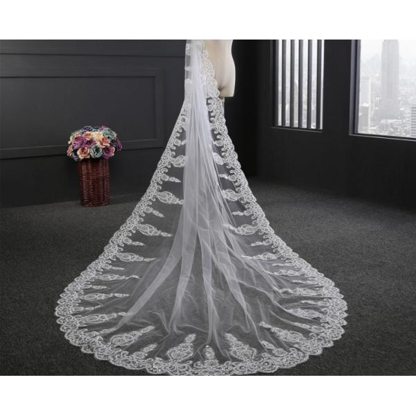 Embroidery Cord lace with Rhinstone Ivory/White Bridal Veil Wedding Accessories