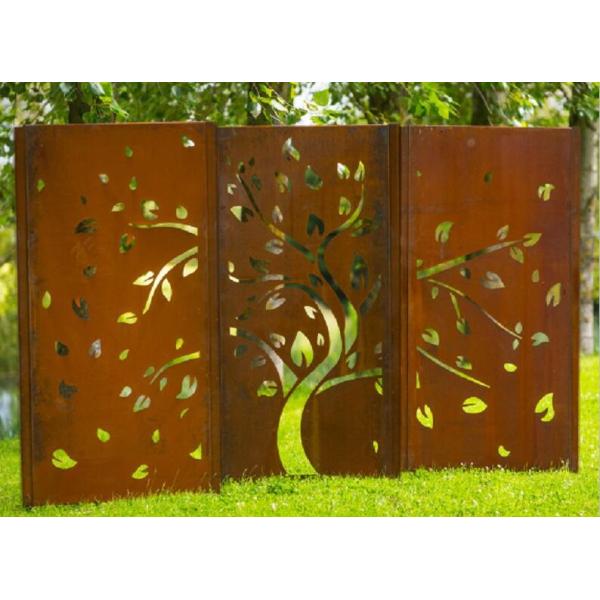 Tree Image Weathering Steel Garden Screen Panels For Home Decor