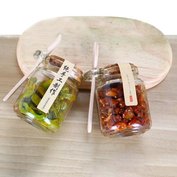 250ml Small Glass Canning Jars , Recycled Glass Jars With Wooden Spoon