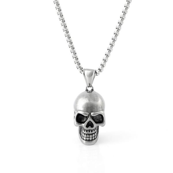 Skull titanium steel necklace with European and American style men's stainless steel skull necklace pendant