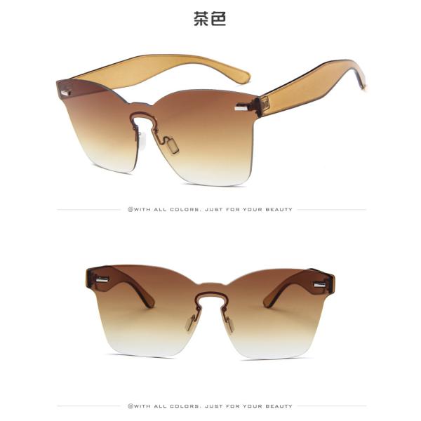 UV400 Rimless Square Frame One Piece Lens Band Packaging Women Hot Sale Sunglasses