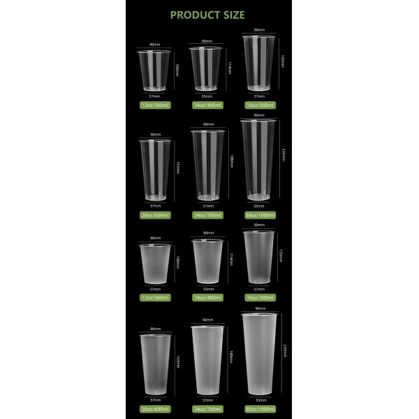 1000ML 34 OZ Disposable Hard PP 119mm Caliber Ln-mold Labeling Bubble Milk Tea Cup with Lid