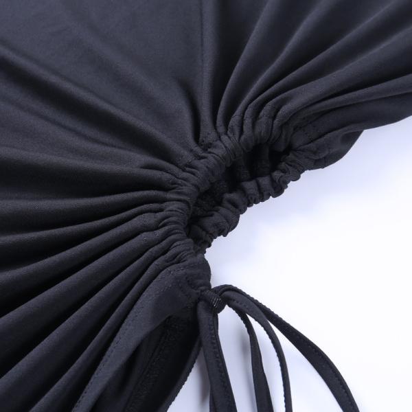 Autumn C Drawstring High Neck Long Sleeve Maxi Dress