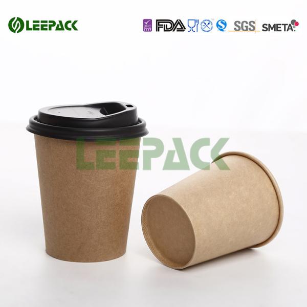 10 oz Eco Friendly Custom Disposable Kraft Coffee Paper Cups fully HD Printing Wholesale hot drink paper cup with lids