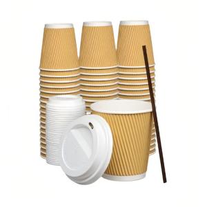 Quality 4OZ 125ml Kraft Paper Cup Kraft Ripple Cups PLA Coated for sale