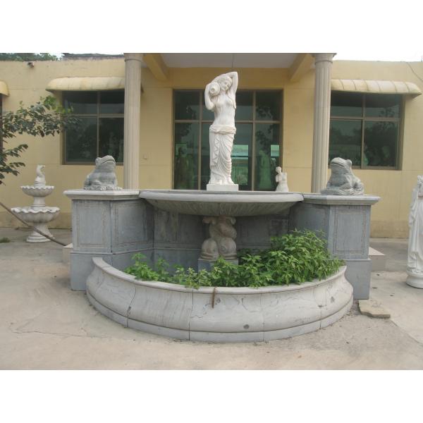 Man and Woman Statue Carved White Marble Stone Fountain