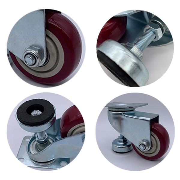 Adjustable Leveling Red PU Caster 2.5 Inch 3 Inch 4 Inch 5 Inch Available
