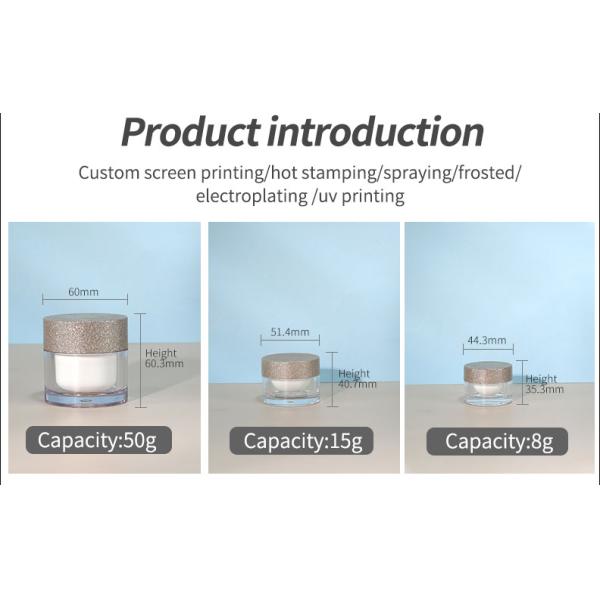 50g 15g 8g Clear Acrylic Plastic Cream Jar With Lid for Cosmetic Packaging