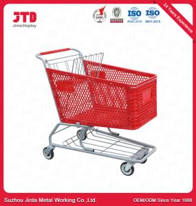 China 125L Plastic Trolley Basket On Wheels ODM Four Wheel Shopping Cart on sale