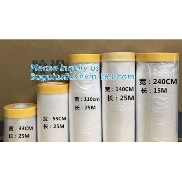 plastic register sealing cloth duct pre-taped masking film,PE material taped clear plastic masking film with dispenser