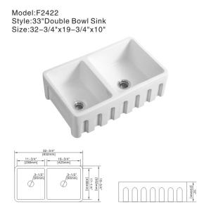 33In Double Bowls Farmhouse Kitchen Sink Fireclay Country Style Sink