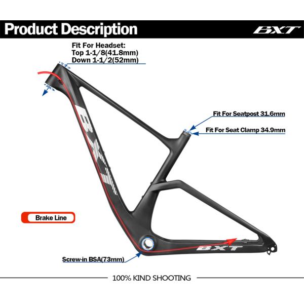 MTB Carbon Mountain Bike Frame Carbon Fiber 29er Boost Hardtail Frame