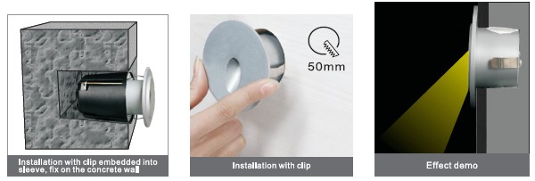 24VDC or 110-240VAC 3W Osram LED Asymmetrical Square Recessed Step Lights CRI 80