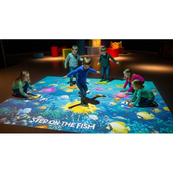 Interactive Floor Projection Game: Step on Fish Fun