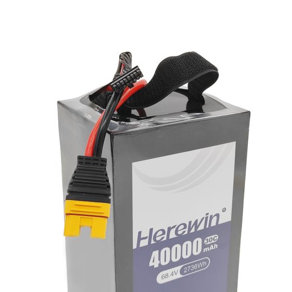 18S1P 40000mAh Herewin Soft Pack Drone Battery Pack 68.4V 30C Sprayer UAV Battery