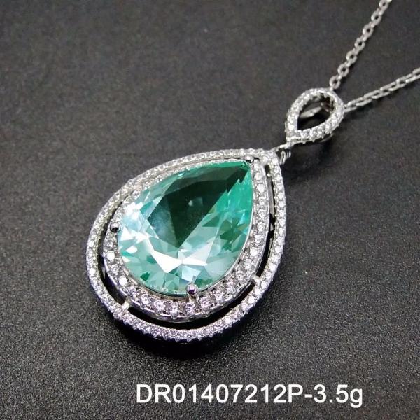 Women's Jewelry Pear Cutting Green Spinel Round White Cubic Zirconia 925 Sterling Silver Fine Jewelry
