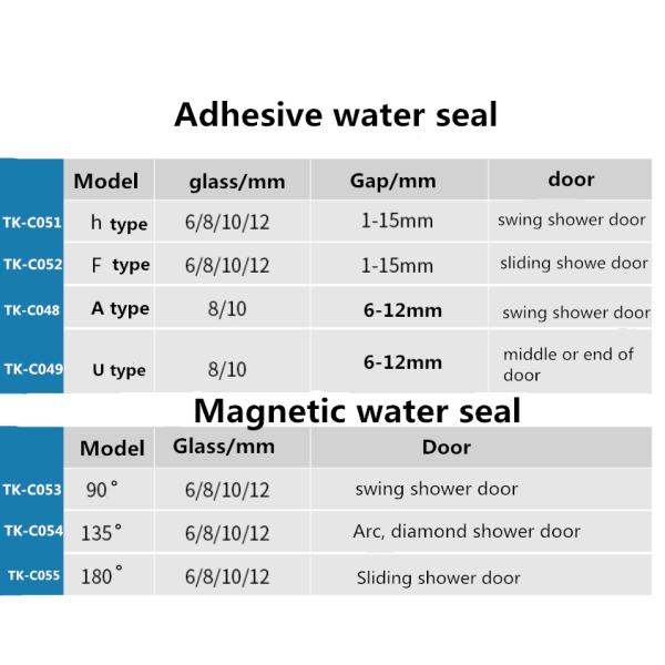 Transparent Glass Doors Design Waterproof Glass Shower Door Seal Strip for 6-12MM