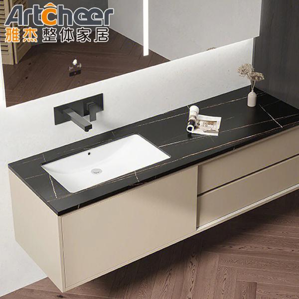 Rectangle Modern Style Bathroom Cabinet Wood Luxury Vanity Set with Floor Mounted Sink