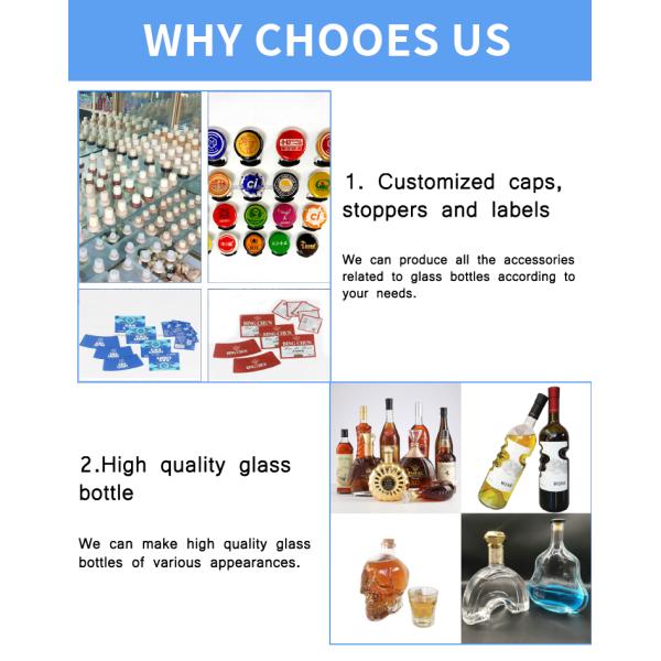 Custom Color 750ml Transparent Round Wide Mouth Glass Liquor Bottle for Wine Vodka Gin