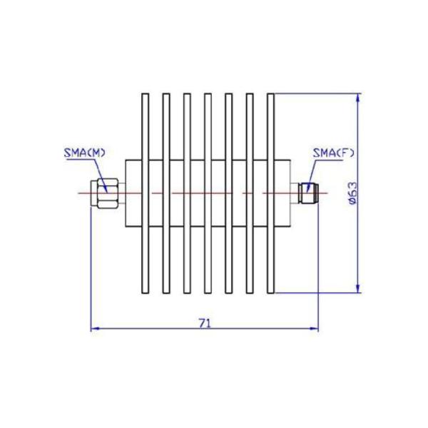 50 W 3.5 mm Audio Attenuator DC-26.5 GHz Connector SMA 2.92 mm