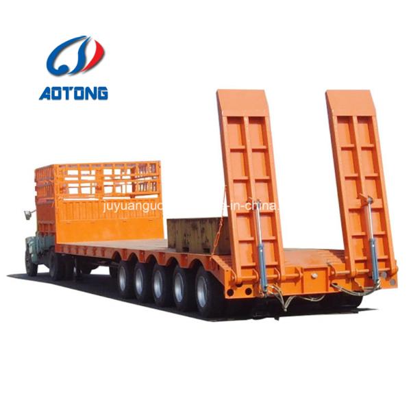 Truck Trailer Excavator Transporting Gooseneck Lowbed 3 Axles 60ton Low Bed Trailer with Ladder