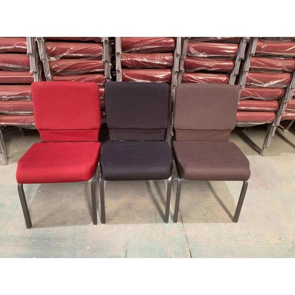 Navy Blue Fabric Stacking Church Chairs with Iron Frame