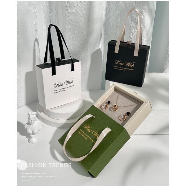 10x10x3.5cm Small Jewelry Packaging Boxes Grass Green Paper Square Shape With Drawer