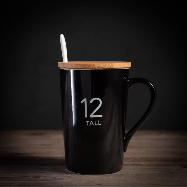 Ceramic Custom Drinking Cups With Spoon White 6oz Sublimation Mugs