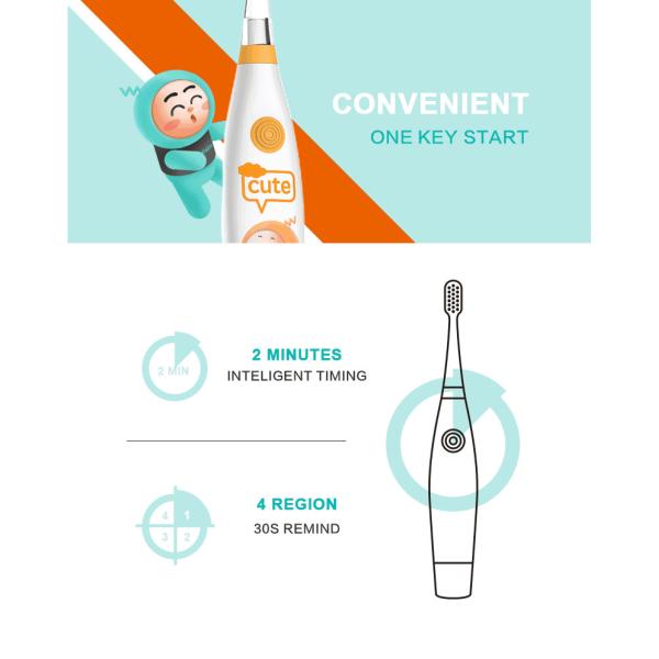 Soft Brush Kids Electric Toothbrush IPX7 Waterproof Dry Cell Battery
