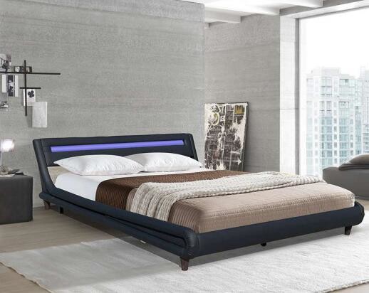 Classic Luxury Faux Leather Light Up Upholstered Bed Scratch resistant OEM ODM