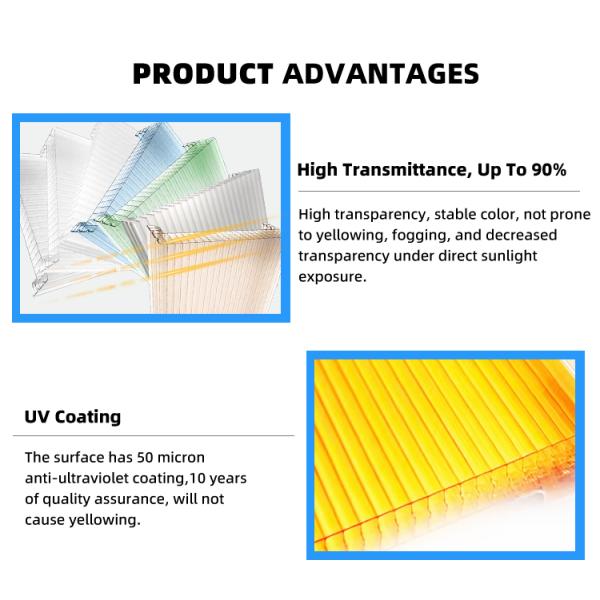 100% Virgin Material Danpalon Polycarbonate Multiwall U Locked Panel Hollow Sheet OEM / ODM
