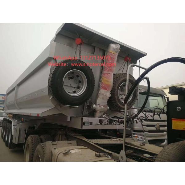 3 Axle White Tipper Semi Trailer For 70Tons For Mining