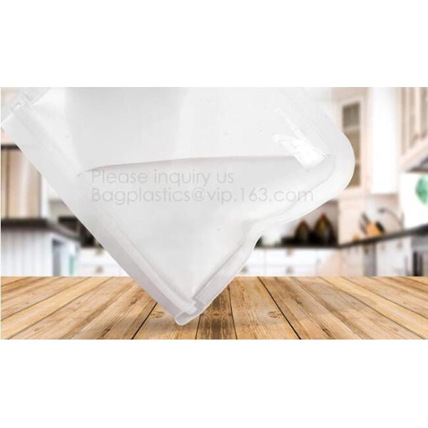 Large Reusable Vacuum Zipper Preservation Freezer sandwich Zip lockk Cooking Fresh Zip Silicone Food Storage Bags With Tim