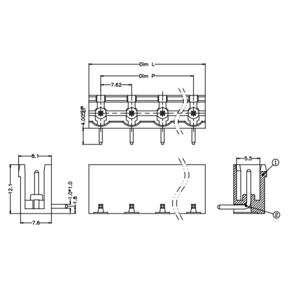 2EDG 7.62mm Euro Style Terminal Block , Male Type Plug In Connector Blocks