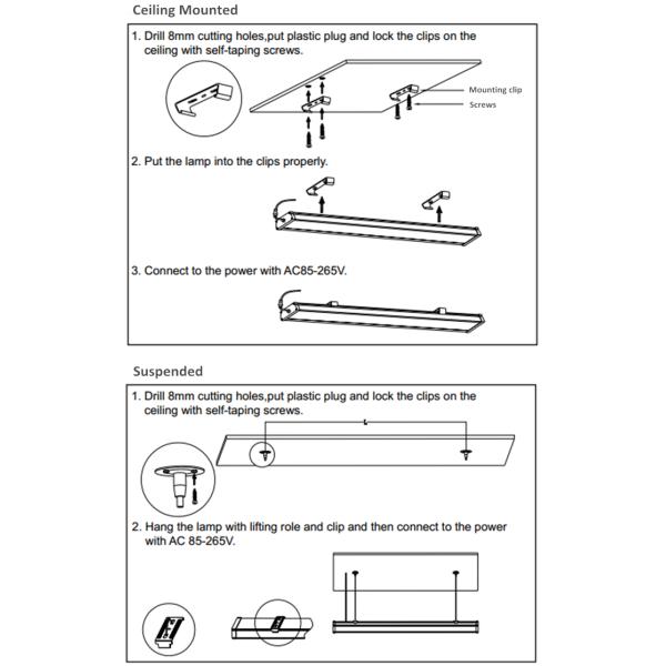 IP65 LED Tri-proof Light installation diagram