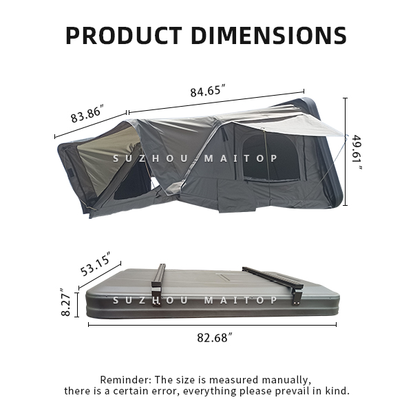 Side view of rooftop tent mounted on vehicle with ladder extended