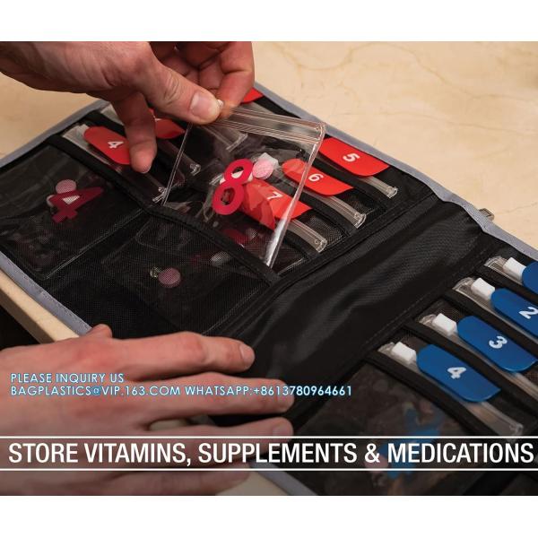 Travel Pill Organizer For Vitamins, Medication, Prescriptions, Or Medicine Storage Color Coded 16 Slot Sliml