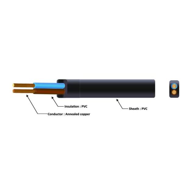 300/300 V 2 Core Flat PVC Flexible Electrical Wire Type 227IEC52 0